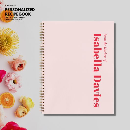 Minimalistisch Eenvoudig Blush Rood Monogram Naam Notitieboek