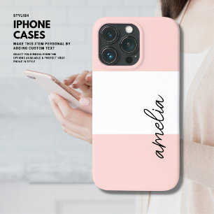 Minimalistisch Eenvoudig Blush Roze Streep Kleur B Case-Mate iPhone Case