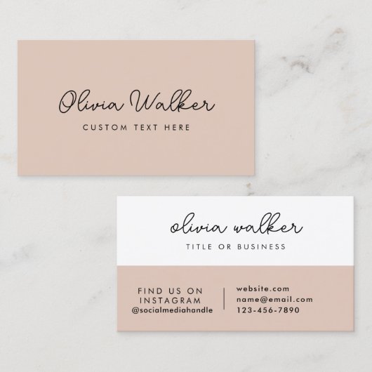 Minimalistisch eenvoudig boho beige modern meisjes visitekaartje (Voorkant / Achterkant)