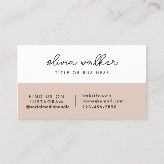Minimalistisch eenvoudig boho beige modern meisjes visitekaartje (Achterkant)