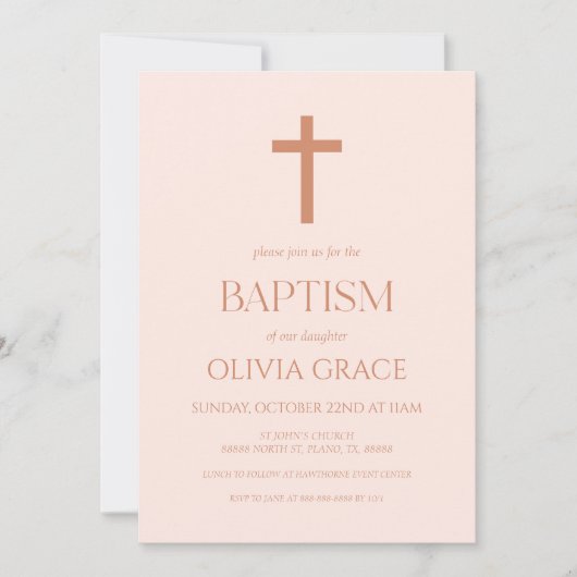 Minimalistisch Eenvoudig Bruin Boho Doop Kaart (Voorkant)