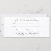 Minimalistisch eenvoudig cadeaubon voor kleine bed (Achterkant)