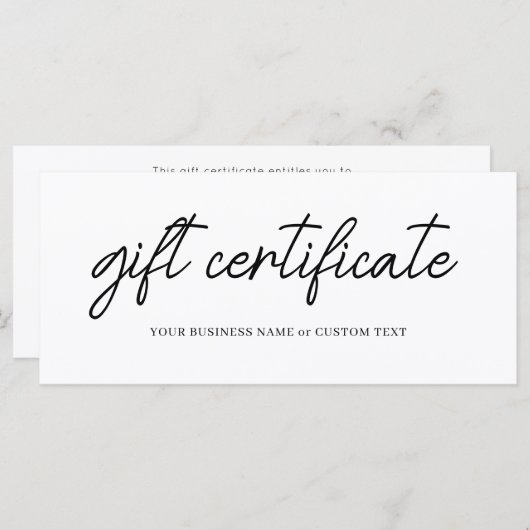 Minimalistisch eenvoudig cadeaubon voor kleine bed (Voorkant / Achterkant)