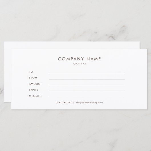 Minimalistisch eenvoudig cadeaucertificaat (Voorkant / Achterkant)