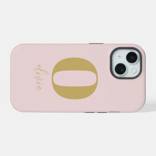 Minimalistisch Eenvoudig Chique Blush Roze Goud Mo iPhone 15 Case (Achterkant horizontaal)