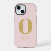Minimalistisch Eenvoudig Chique Blush Roze Goud Mo iPhone 15 Case (Achterkant)