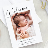 Minimalistisch eenvoudig chique script Welkom foto Aankondiging