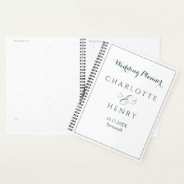 Minimalistisch Eenvoudig Elegant Groen en Wit Huwe Planner