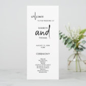 Minimalistisch eenvoudig elegant huwelijksprogramm programmakaart (Staand voorkant)