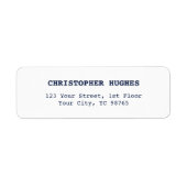 Minimalistisch Eenvoudig Elegant Inkt Blauw Wit Etiket (Voorkant)