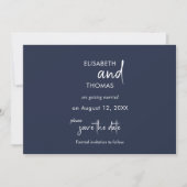 Minimalistisch eenvoudig elegant marineblauw save the date (Voorkant)