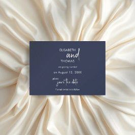 Minimalistisch eenvoudig elegant marineblauw save the date