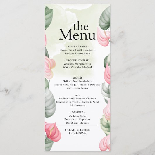 Minimalistisch eenvoudig elegant modern Floral din Menu (Voorkant)