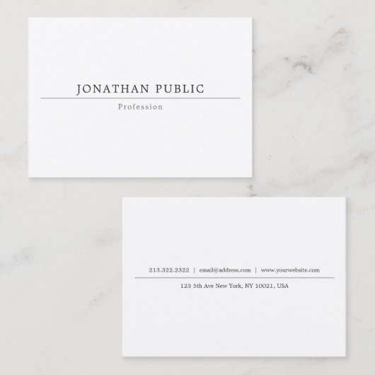 Minimalistisch, eenvoudig elegant, modern visitekaartje (Voorkant / Achterkant)