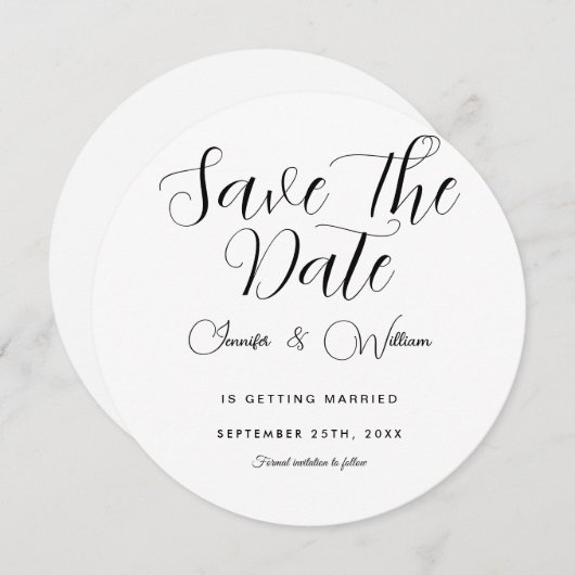 Minimalistisch Eenvoudig Elegant Modern White Save The Date (Voorkant / Achterkant)