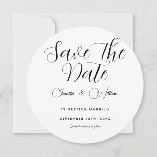 Minimalistisch Eenvoudig Elegant Modern White Save The Date (Voorkant)