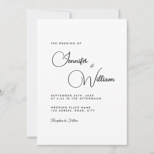 Minimalistisch Eenvoudig Elegant Modern White Wedd Kaart (Voorkant)