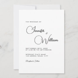 Minimalistisch Eenvoudig Elegant Modern White Wedd Kaart