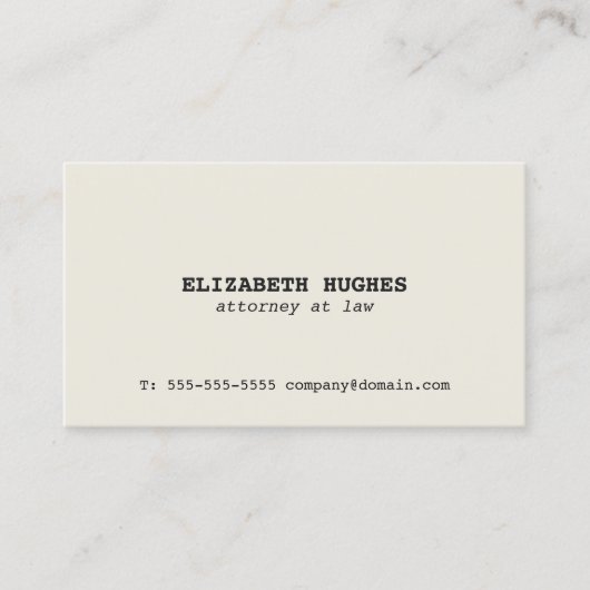 Minimalistisch Eenvoudig Elegant Old Attorney Visitekaartje (Voorkant)