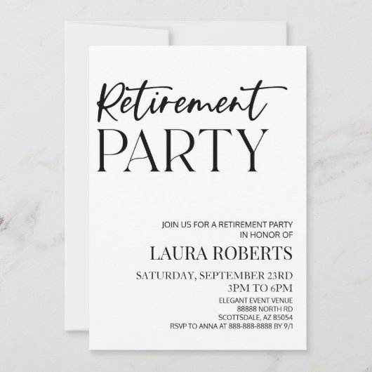 Minimalistisch Eenvoudig Elegant Pensioen Partij Kaart (Voorkant)