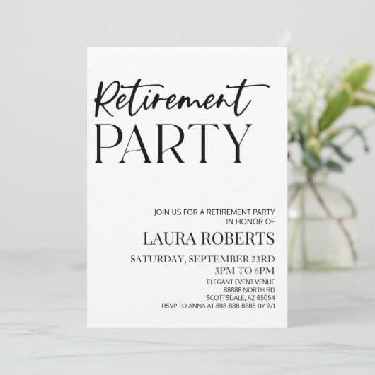 Minimalistisch Eenvoudig Elegant Pensioen Partij Kaart (Staand voorkant)