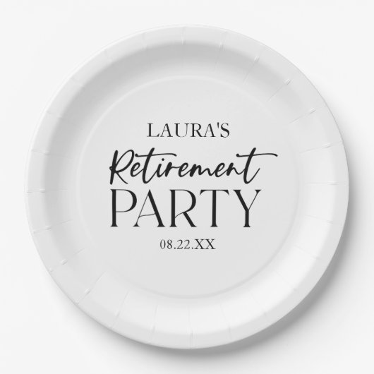 Minimalistisch Eenvoudig Elegant Pensioen Partij Papieren Bordje (Voorkant)