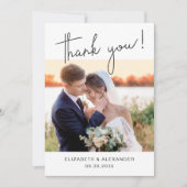 Minimalistisch eenvoudig elegant script 2 Photo We Bedankkaart (Voorkant)