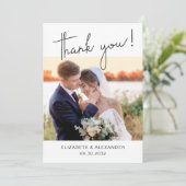 Minimalistisch eenvoudig elegant script 2 Photo We Bedankkaart (Staand voorkant)