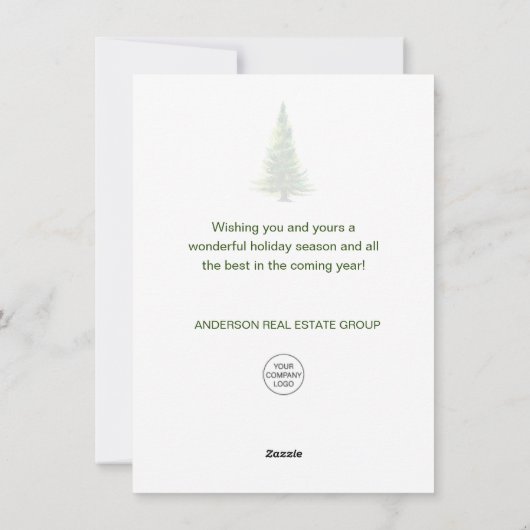 Minimalistisch Eenvoudig Elegant Tree Christmas Co Feestdagenkaart (Achterkant)