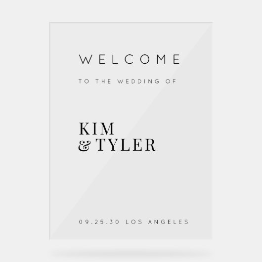 Minimalistisch eenvoudig elegant trouw welkom bord (Voorkant)