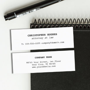 Minimalistisch Eenvoudig Elegant Wit Advocaat Mini Visitekaartje