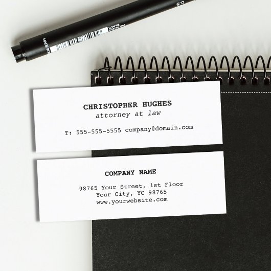 Minimalistisch Eenvoudig Elegant Wit Advocaat Mini Visitekaartje