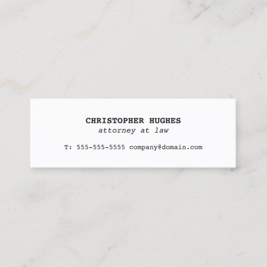 Minimalistisch Eenvoudig Elegant Wit Advocaat Mini Visitekaartje (Voorkant)