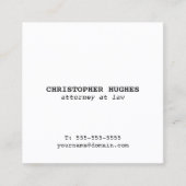 Minimalistisch Eenvoudig Elegant Wit Advocaat Vierkante Visitekaartje (Voorkant)