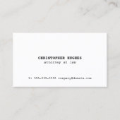 Minimalistisch Eenvoudig Elegant Wit Advocaat Visitekaartje (Voorkant)