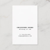 Minimalistisch Eenvoudig Elegant Wit Advocaat Visitekaartje (Voorkant)