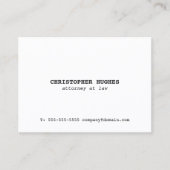 Minimalistisch Eenvoudig Elegant Wit Advocaat Visitekaartje (Voorkant)