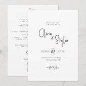 Minimalistisch eenvoudig Elegat Modern Script Wedd Kaart (Voorkant / Achterkant)