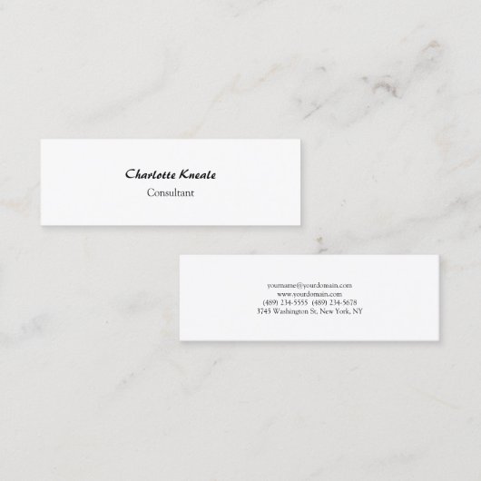 Minimalistisch, eenvoudig en eenvoudig wit vlak mini visitekaartje (Voorkant / Achterkant)