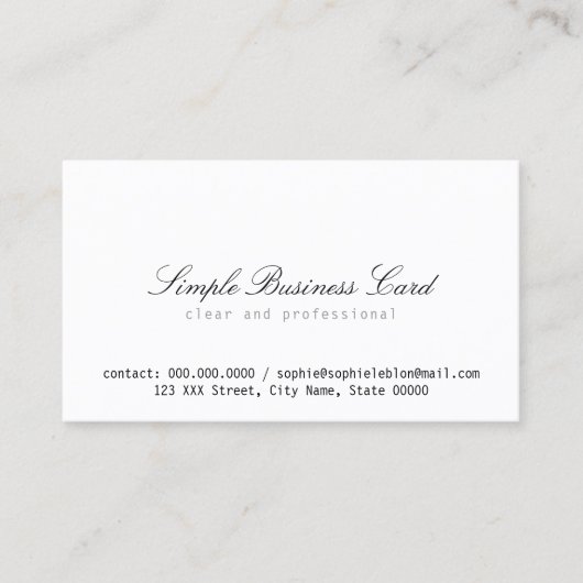 Minimalistisch eenvoudig en schoon wit visitekaartje (Voorkant)