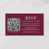 Minimalistisch eenvoudig fotohuwelijk QR Burgundy  Informatiekaartje (Voorkant)