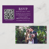 Minimalistisch eenvoudig fotohuwelijk QR Paarse RS Informatiekaartje (Voorkant / Achterkant)