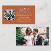 Minimalistisch eenvoudig fotohuwelijk QR Terracott Informatiekaartje (Voorkant / Achterkant)