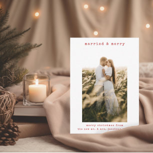 Minimalistisch Eenvoudig Getrouwd & Vrolijk Kerstm Bedankkaart
