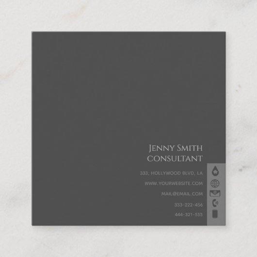 Minimalistisch eenvoudig gewoon professioneel grij vierkante visitekaartje (Voorkant)