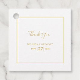 Minimalistisch Eenvoudig Gold Black en White Weddi Bedankjes Labels