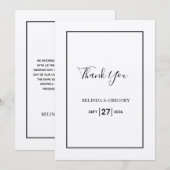 Minimalistisch Eenvoudig Gold Black en White Weddi Bedankkaart (Voorkant / Achterkant)