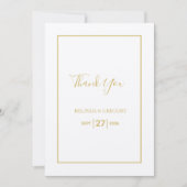 Minimalistisch Eenvoudig Gold Black en White Weddi Bedankkaart (Voorkant)