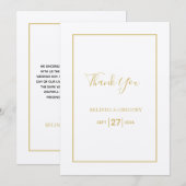Minimalistisch Eenvoudig Gold Black en White Weddi Bedankkaart (Voorkant / Achterkant)