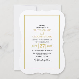 Minimalistisch Eenvoudig Gold Black en White Weddi Kaart